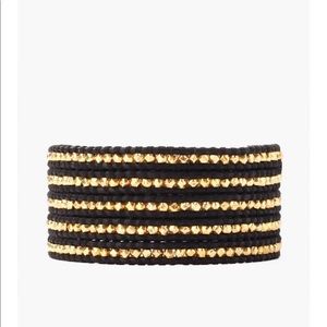 Chan Luu Black and Gold Leather Wrap Bracelet